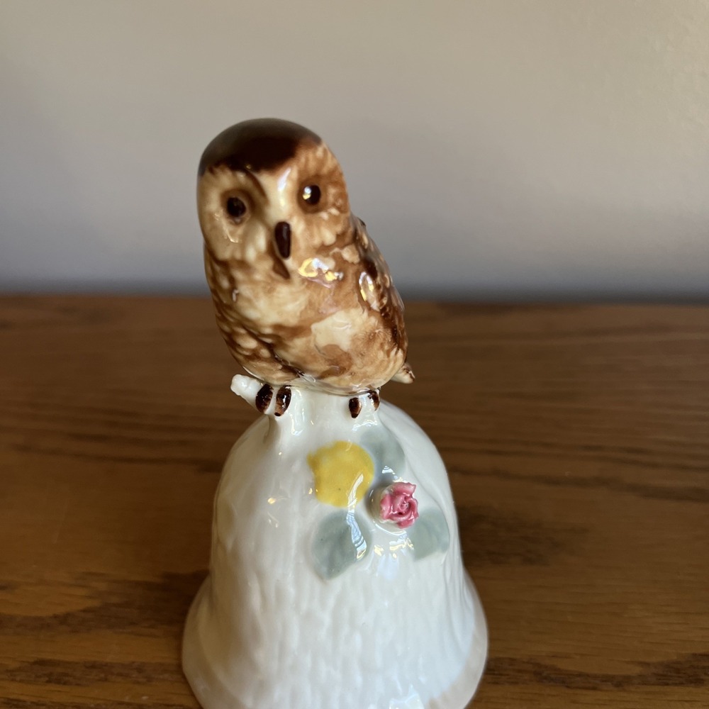 Vintage Price Products Porcelain Bell Owl Rose Made In Taiwan Glossy Finish MCM‎ - Picture 5 of 9